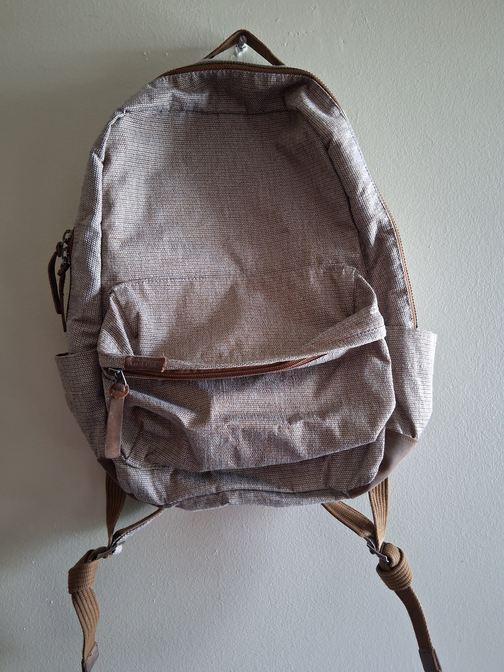 Timbuk2 Beige Canvas Backpack with Brown Accents